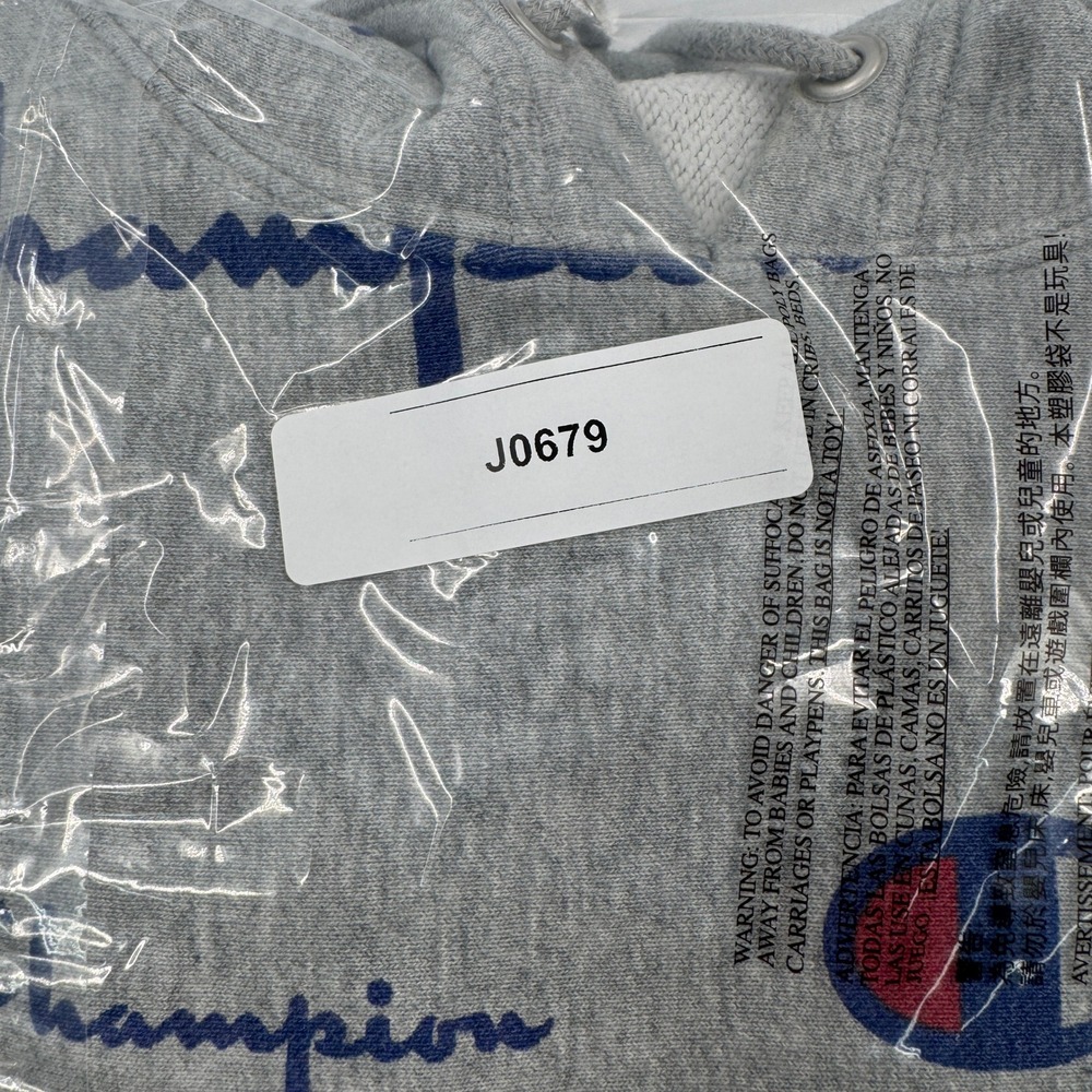 Champion Reverse Weave All Over Print Logo Hoodie Sweatshirt Men's X Large Gray - Picture 10 of 10